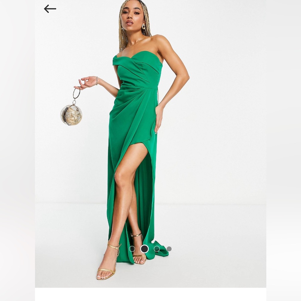Beautiful one shoulder draped high low maxi dress, size 8